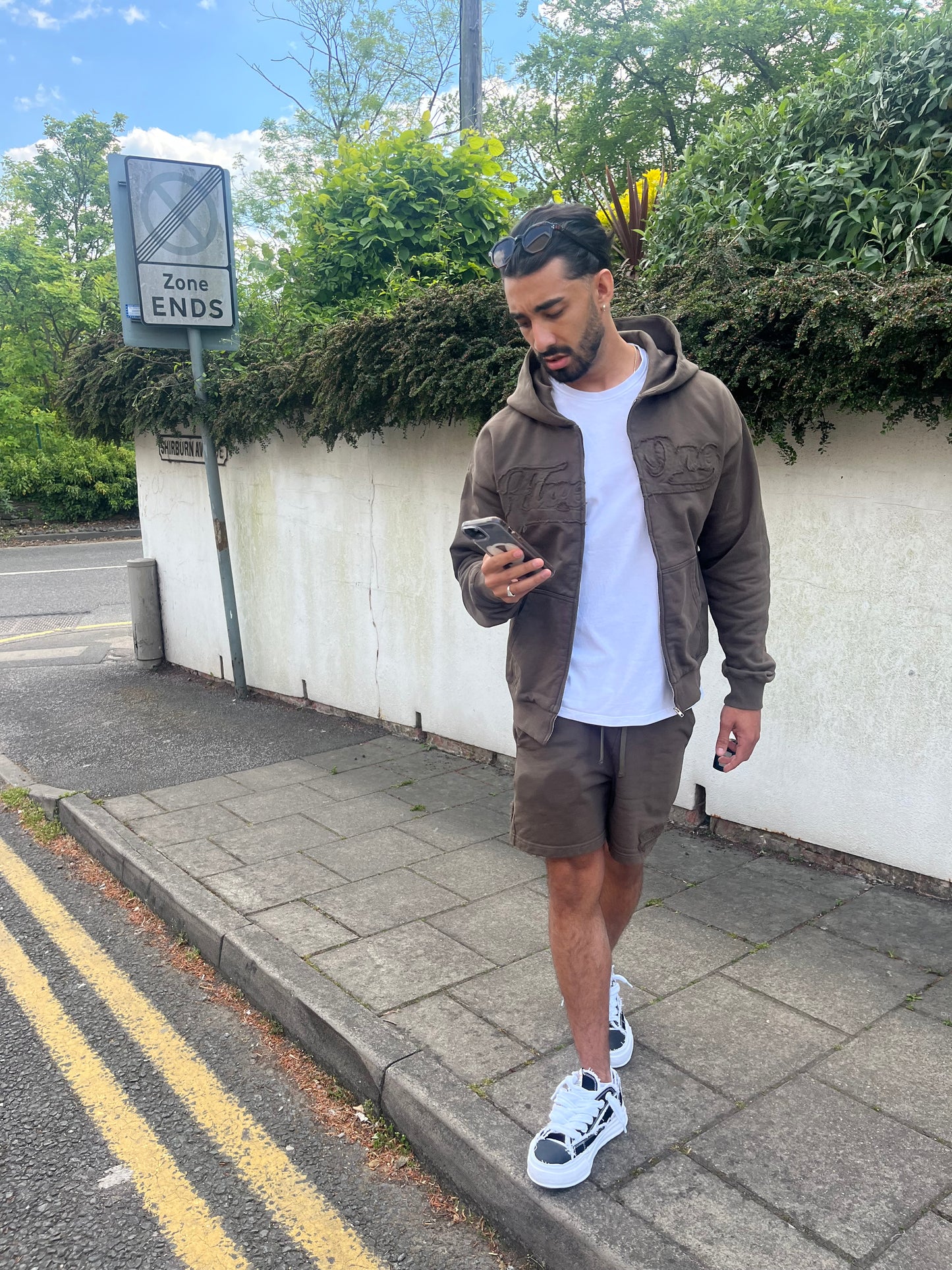 Five One Patchwork Shorts – Olive Taupe