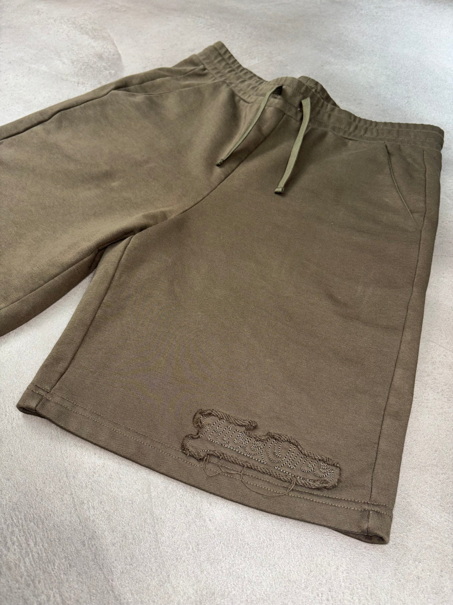 Five One Patchwork Shorts – Olive Taupe