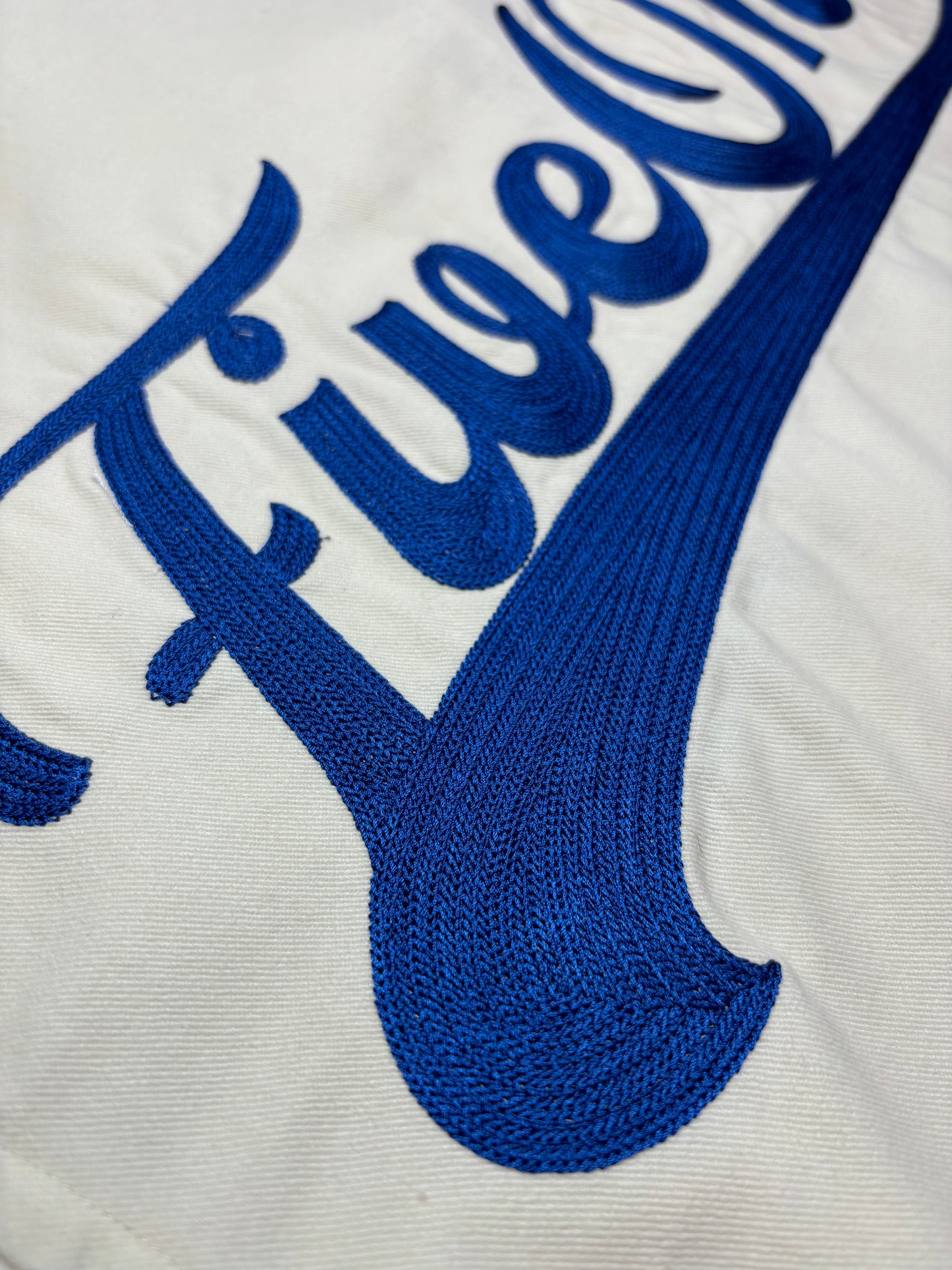 White Canvas Over-Shirt (Blue Embroidery)