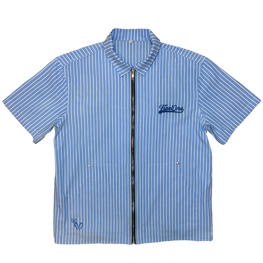 White & Blue Striped Over-Shirt